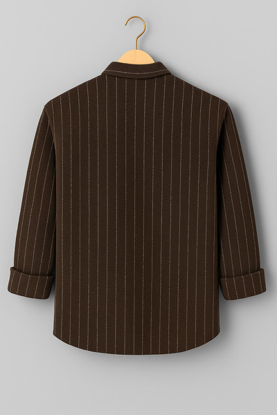 mavisima erkek giyimi Erkek Kahverengi Çizgili Oduncu Gömlek – Rahat Kalıp Yeni Sezon Kışlık Moda Trend
