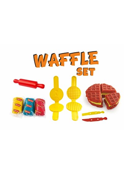 abnturk Renkli Hamur Waffle Yapma Seti – Kalıplı, Oklavalı, Eğlenceli Oyun Se...