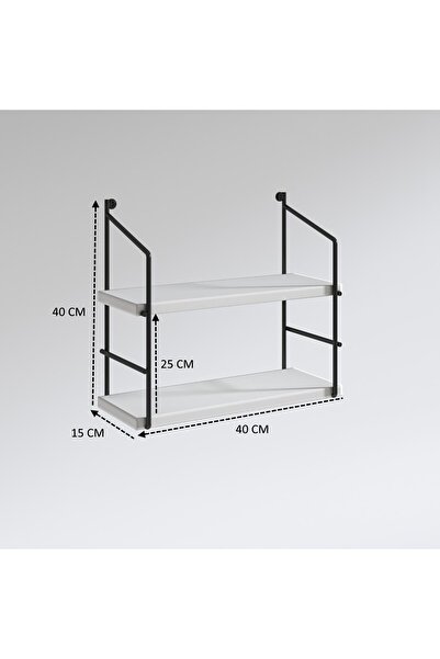 Kenzlife mutfak banyo duvar rafı junzi mat beyaz suntalam 040(Y)*40(G)*15(D)2 katlı