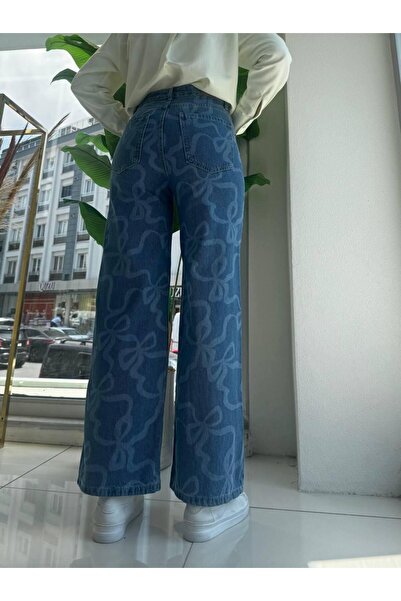 VÉLSA DESING Fiyonk Desenli Kadın Kot Pantolon