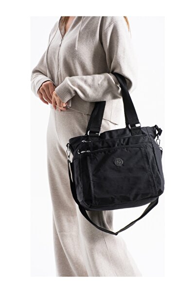 Sanmorris Kadın 4 Bölmeli Suya Dayanıklı Saten Kumaş Çapraz ve Omuz Askılı Ça...