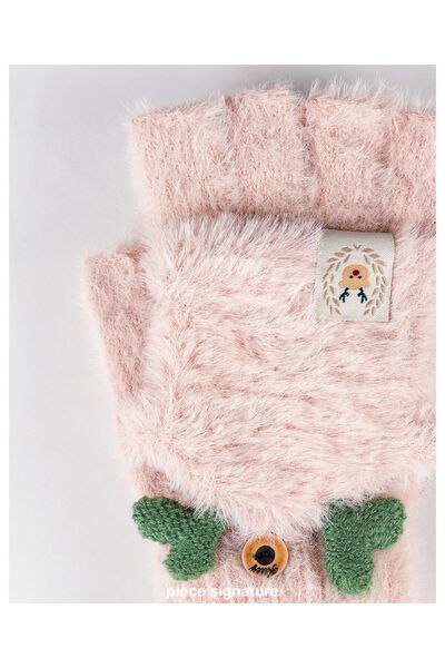 PIECE SIGNATURE %95 VISCOSE %5 SPANDEX, Kız Çocuk Yumoş Kapaklı Kesik Eldiven...