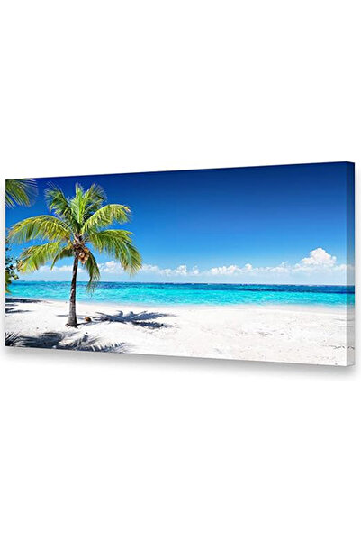Today Idea لوحة فنية جدارية كبيرة من القماش - أمواج المحيط الصيفية وأشجار جوز...