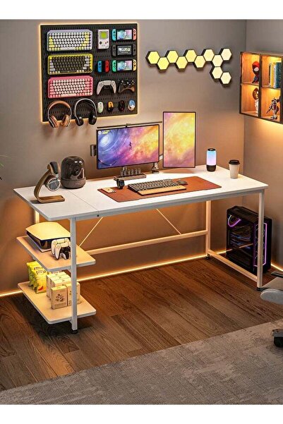 Bangiga 130cm Gaming Desk,Simple Computer Desk,Office Table with Storage,Study Desk for Home Office Desk