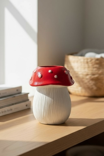 ardesta Handmade Large Mushroom-Looking Concrete Vase |   Bright Waterproof Decorative Living Room and Home Object