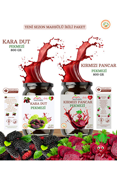 NATUREL KARA DUT PEKMEZİ & KIRMIZI PANCAR PEKMEZİ 2 Lİ PAKET 800 GR + 800 GR