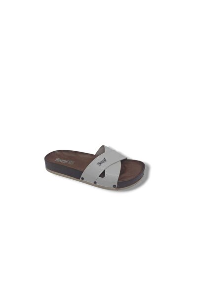 Zerhan Parmi 21502 Women's Cream Cross Strap Daily Use Slippers