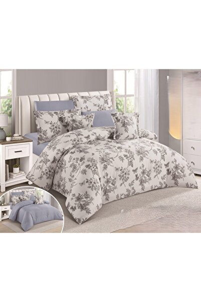 NAJMA مفرش نفرين مشجر قطن 100% وجهين 8 قطع مقاس يناسب سرير مقاس 200*200