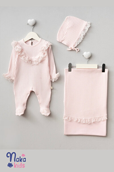 Naka Concept طقم خروج من المستشفى مكون من 3 قطع من بسكويت كيدز بيبي – مزين با...