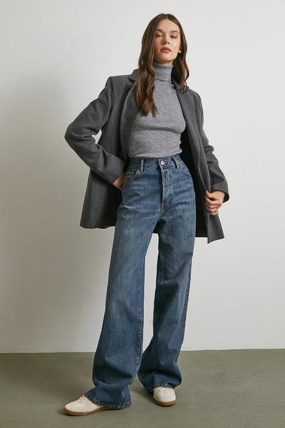 Never more Yüksek Bel Beş Cepli Regular Fit Jean Lacivert