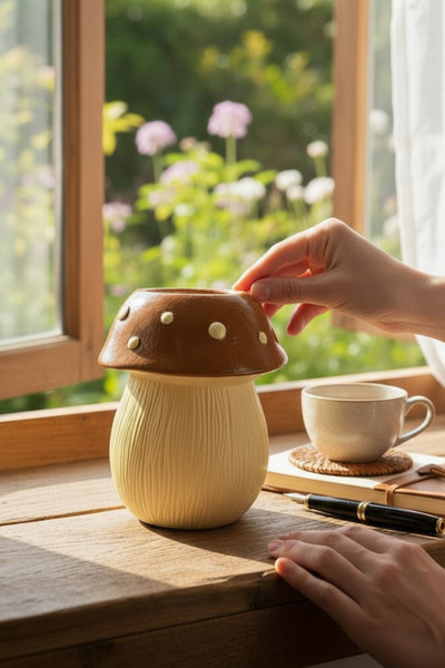 ardesta Vază de beton cu aspect de ciupercă, realizată manual |   Obiect deco...