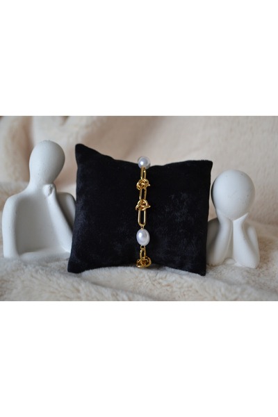 Stainlless Steel سوار ذهبي مع تفاصيل لؤلؤة فولاذية