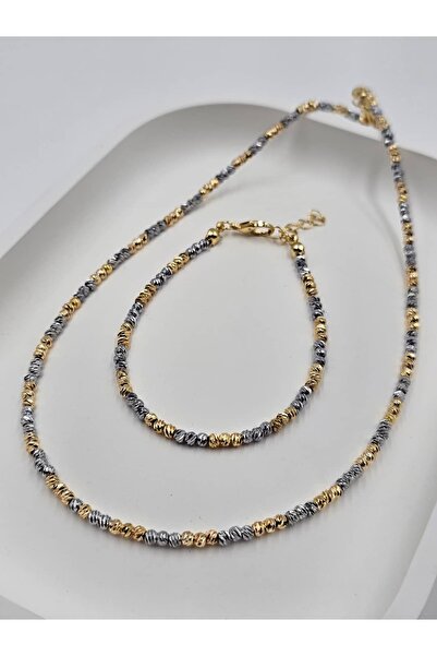 FA LORA TAKI ALTIN KAPLAMA DORİKA ÇİFT RENK BONCUK MODEL SET