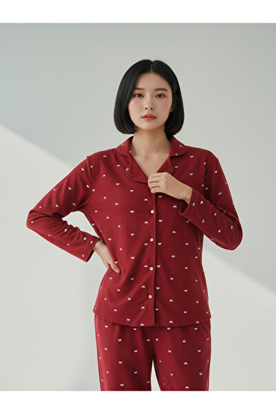 Bravie Suede Shirt Pajama Set 7004 Polka Dot
