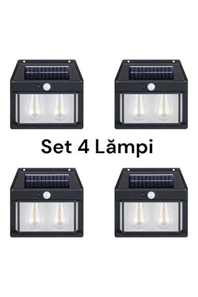 SmartElectro Set of 4 Dual LED Solar Lamps with Motion Sensor, 24W, 480 lm, 3 Lighting Modes, Rechargeable
