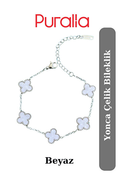Puralia White Clover Steel Bracelet