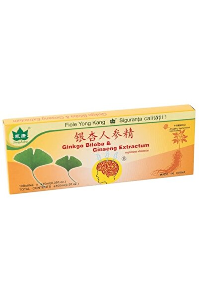 Yong Kang Ginkgo Biloba and Ginseng Extract Dietary Supplement, 10 ampoules