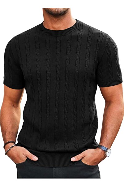 youknitwear you Πλεκτό μπλουζάκι με λαιμόκοψη από 100% βαμβάκι