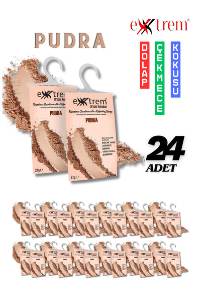 EXXTREM Pudra Dolap - Çekmece Kokusu 24'lü Set - Doğal Esanslı - Güve ve Neme...