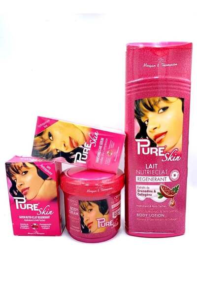 Pure Skin مجموعة تفتيح البشرة الذهبية الشهيرة - 4 قطع