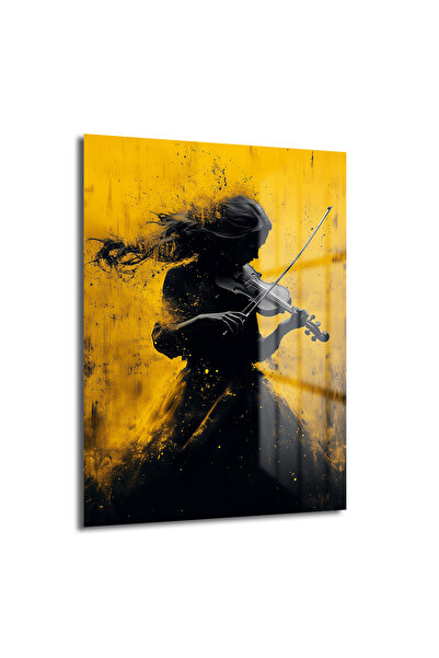 Musician Woman Glass Painting