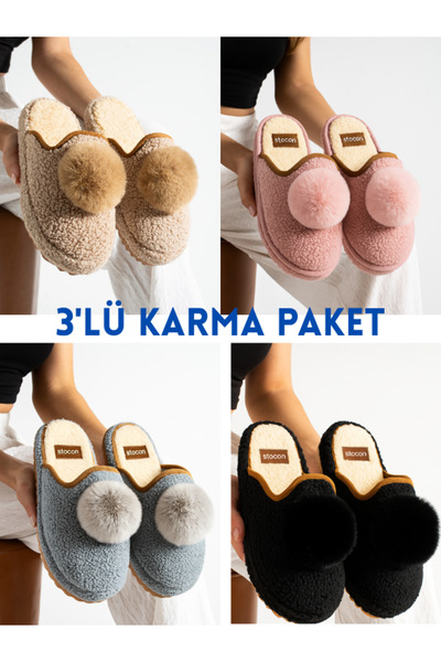 STOCON Pack of 3 Soft Women's Winter House Slippers Dowry Slippers Gift Slippers House Slippers Stc1158