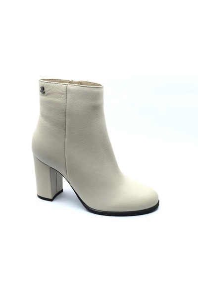 Venüs Desi Genuine Leather Orthopedic Heeled Women's Boots Beige