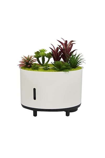 Air Tone Technology Umidificator cu ultrasunete și difuzor de uleiuri esențiale cu difuzor Bluetooth, LED, aspect vegetal (alb)