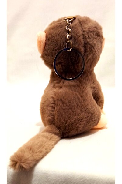 Pufline Sevimli Maymun Peluş Oyuncak Anahtarlık Ve Çanta Süsü (Kuyruk Dahil 15 cm)