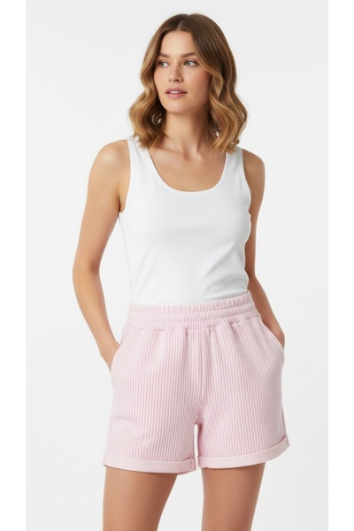 bumerangspor شورت منزلي مخطط للنساء باللون الوردي