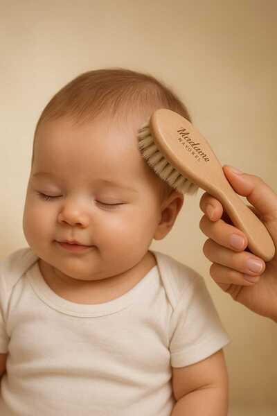 MadameNatural Baby Set (Bamboo Comb + Baby Brush) 100% Natural Goat Hair