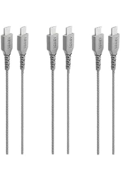007 Pack of 3 Charging Cables 1m – iGrey (Assorted: USB-C, Lightning, Micro USB)