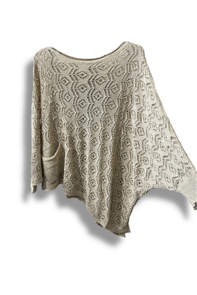 SUMEF Γυναικεία Mercerized δαντελωτή πλέξη Ασύμμετρη Πλεκτή Μπλούζα – Τυπικό μέγεθος (38-48 Συμβατό)