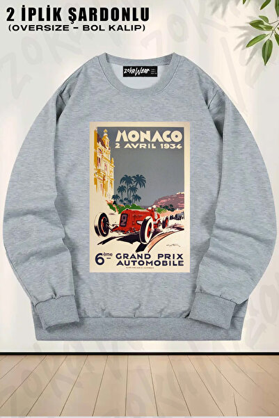 ZOKAWEAR Φούτερ Unisex Loose Fit F1 Vintage Poster με τύπωμα Design oversized με λαιμόκοψη