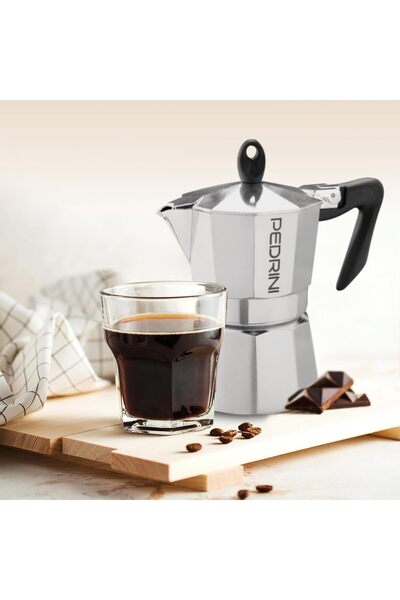Pedrini Aluminum Polished 2-Cup Coffee Maker