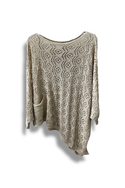 SUMEF Γυναικεία Mercerized δαντελωτή πλέξη Ασύμμετρη Πλεκτή Μπλούζα – Τυπικό μέγεθος (38-48 Συμβατό)