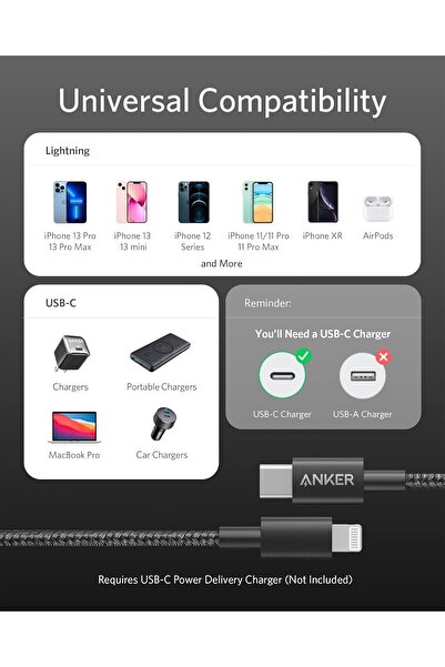 Generic Anker USB-C to Lightning Cable (3.3 ft) - Anker 331, MFi Certified