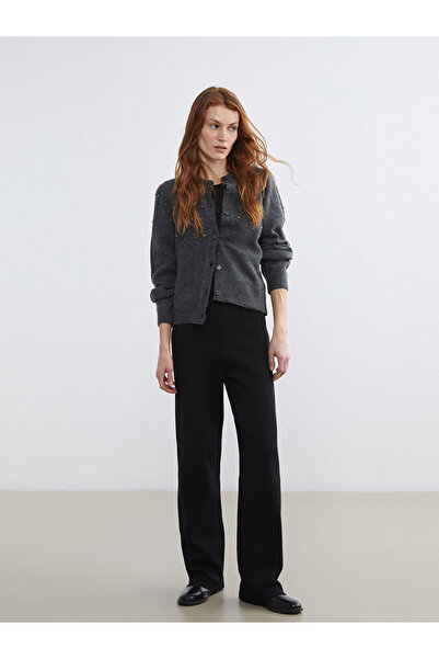 LC Waikiki Lcw Vision Black Elastic Waist Women's Knitwear Pants W5Nf11Z8
