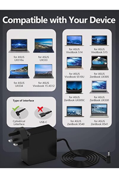 Generic Mixyaceh Laptop Charger DC Barrel Connector, 65W (19.5V/3.33A) Single Port