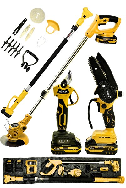 POWER BLACK Profesyonel 3'lü Set 21V Teleskopik Bağ Makası & Çim Biçme Makine...