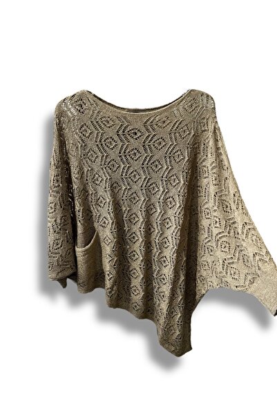 SUMEF Γυναικεία Mercerized δαντελωτή πλέξη Ασύμμετρη Πλεκτή Μπλούζα – Τυπικό μέγεθος (38-48 Συμβατό)