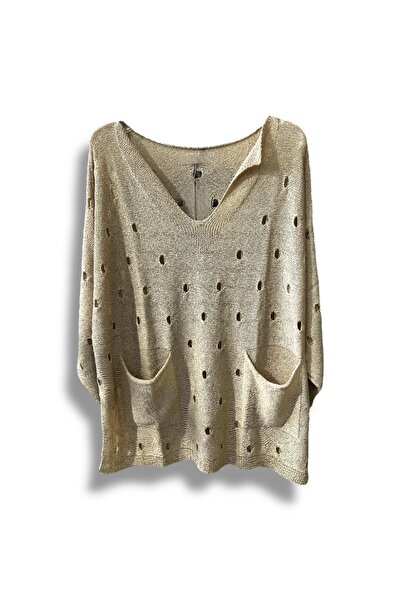 SUMEF Γυναικεία πλεκτή μπλούζα Mercerized oversized – Τυπικό μέγεθος (ταιριάζει στους μεγέθους 38-48) – Κομψό και άνετο καλοκαιρινό πουλόβερ