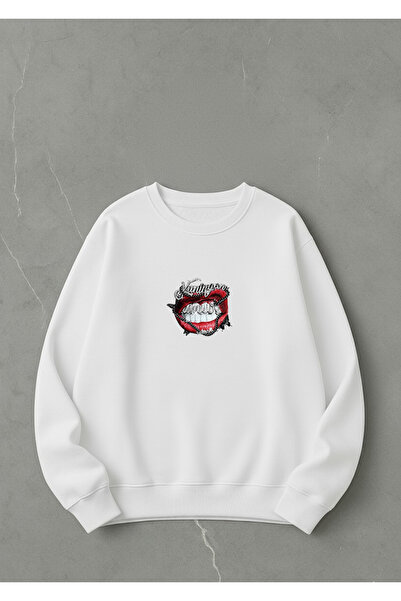 LORVEX Swea unisex supradimensionat cu gât rotund tricou KUNİNGAN imprimat