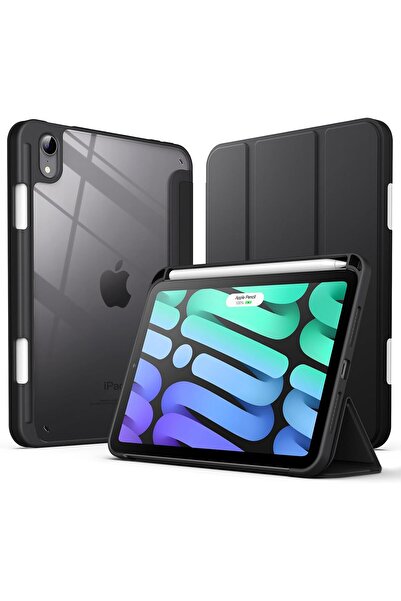 JETech حافظة لجهاز iPad mini (8.3 بوصة) مع حامل قلم - ظهر شفاف، مقاوم للصدمات، خاصية السكون/الاستيقاظ التلقائي