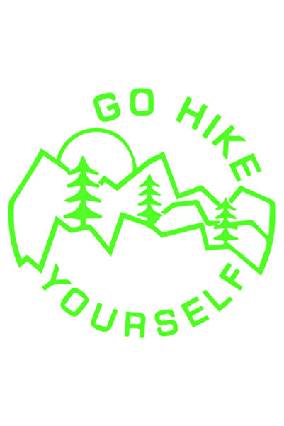 Oracal Car sticker 'Go hike yourself', 15x15 cm, Green