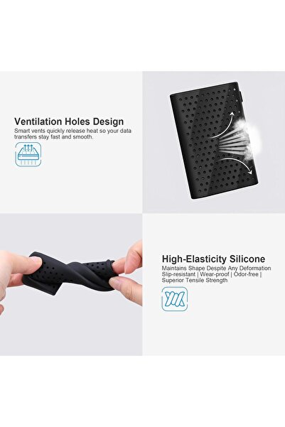 Lacdo Silicone Case for Samsung T9 Portable SSD (1/2/4TB) – Soft Protective Travel Pouch, Black