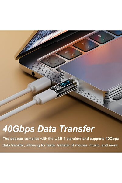 Generic 2Pcs USB-C Adapter with V/A/W LED Display, 240W PD USB-C Male to Female, 40Gbps, 8K Video