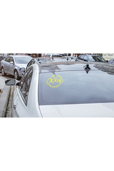 Oracal Car sticker "Go hike yourself", 15x15 cm, yellow