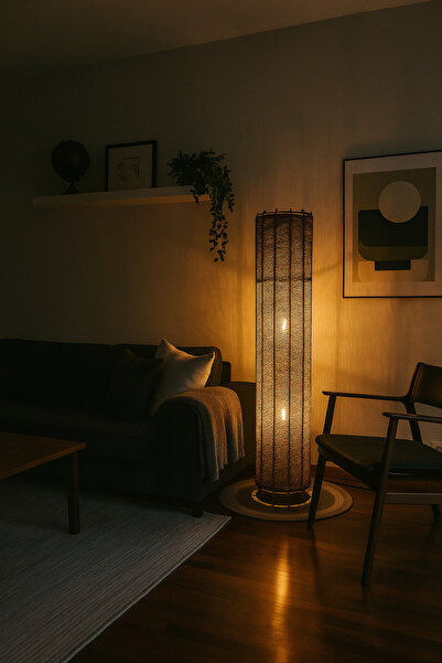 Efect Home Design Bohem,Ahşap,Jüt,Hasır,Rustik,Doğal El Yapımı Lambader 135*32