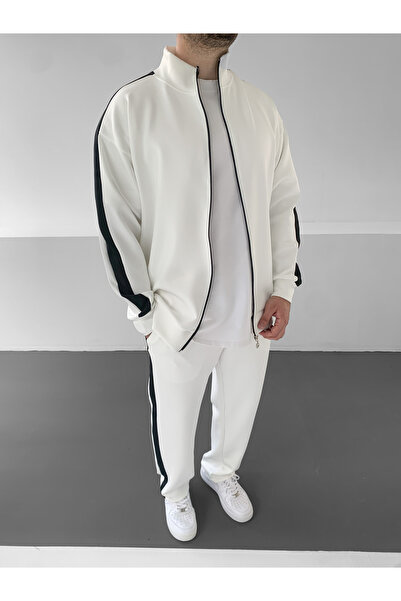 NO1 KONSEPT Λευκό ριγέ Σετ αθλητικής φόρμας Scuba